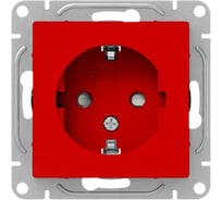 Механизм розетки EKF 16А, с заземлением, со шторками, красный, Эпика UP1-SOR-111
