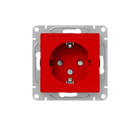 Механизм розетки EKF 16А, с заземлением, со шторками, красный, Эпика UP1-SOR-111