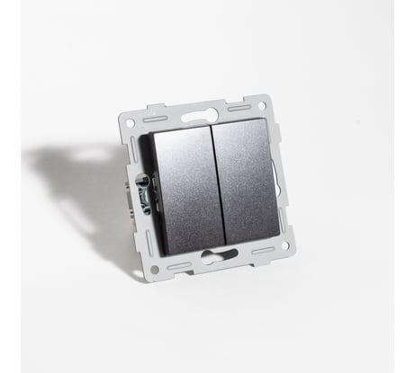 Выключатель двухклавишный SPL 10А, 220-250V антрацит 203122