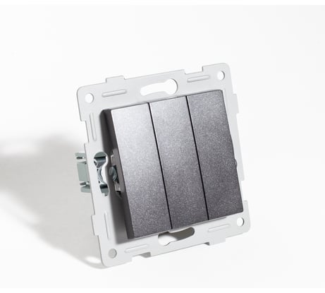 Выключатель трехклавишный SPL 10А, 220-250V антрацит 205125