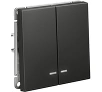 Выключатель с подсветкой Systeme Electric ARTGALLERY 2-клавишный, сх.5а, 10АХ, механизм, быстрозажим. клем., базальт GAL001453S