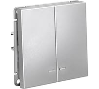 Выключатель с подсветкой Systeme Electric ARTGALLERY 2-клавишный, сх.5а, 10АХ, механизм, быстрозажим. клем., алюминий GAL000353S