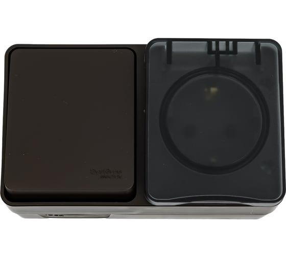 Блок О/У Systeme Electric ATLASDESIGN PROFI IP54: розетка с заземл. со шт., 16А, выключатель 1-клав., 10АХ, коричневый ATN546070