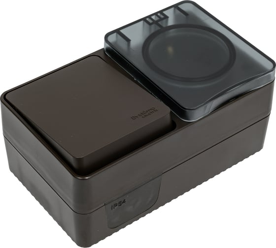 Блок О/У Systeme Electric ATLASDESIGN PROFI IP54: розетка с заземл. со шт., 16А, выключатель 1-клав., 10АХ, коричневый ATN546070