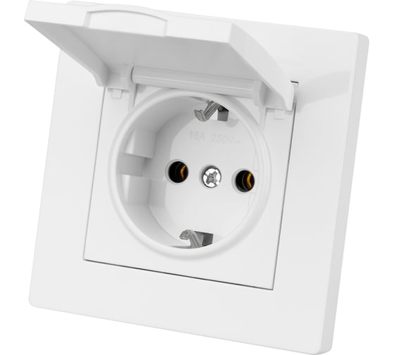 Розетка TDM 2П+З 16А 250В IP44 с крышкой белая "Сенеж" SQ1816-0038