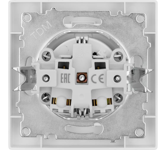 Розетка TDM 2П+З 16А 250В IP44 с крышкой белая "Сенеж" SQ1816-0038
