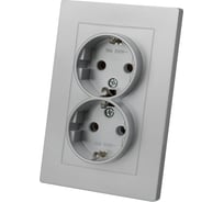 Розетка двойная TDM ELECTRIC 2П+З 16А 250В серебр. металлик "Сенеж" SQ1816-0236