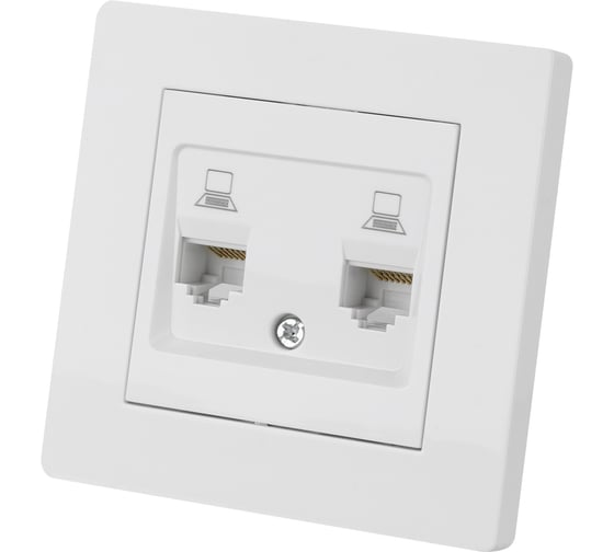 Розетка TDM компьютерная двойная RJ45 белая "Сенеж" SQ1816-0044
