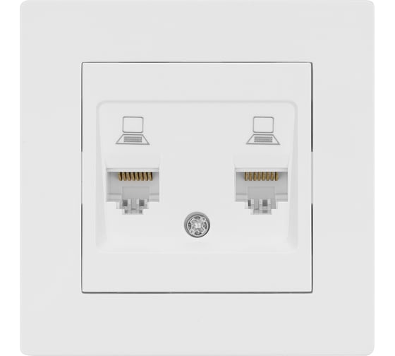 Розетка TDM компьютерная двойная RJ45 белая "Сенеж" SQ1816-0044