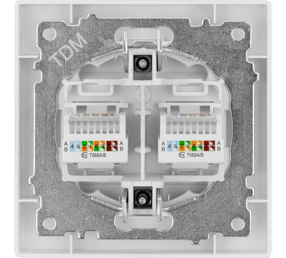 Розетка TDM компьютерная двойная RJ45 белая "Сенеж" SQ1816-0044