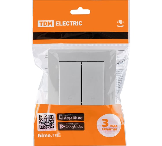 Выключатель TDM ELECTRIC на 2 направления 2 кл. 10А серебр. металлик "Сенеж" SQ1816-0216