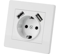 Розетка TDM ELECTRIC 2П+З 16А 250В + 2 USB порта 2,1А 5В белая "Сенеж" SQ1816-0053