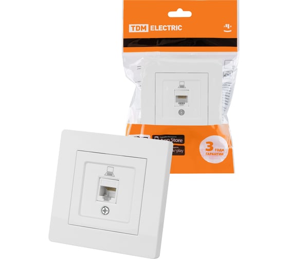 Розетка TDM компьютерная RJ45 белая "Сенеж" SQ1816-0043