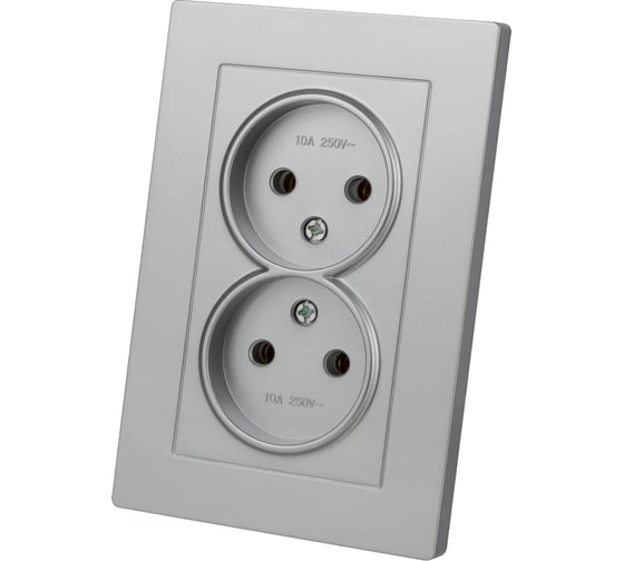 Розетка двойная TDM ELECTRIC 2П 10А 250В серебр. металлик "Сенеж" SQ1816-0234 1