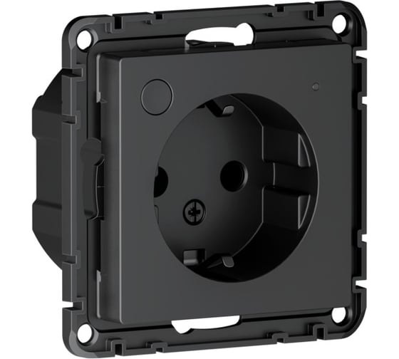 Розетка Systeme Electric ATLASDESIGN SMART с заземлением, со шторками, Zigbee, L+N, 16А, мех., карбон ATN001045Z