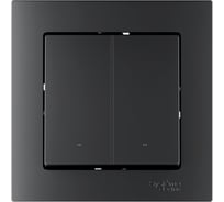 Выключатель 2-клавишный с подсветкой Systeme Electric ATLASDESIGN SMART, Zigbee, сх.5, L+N, 10 А, мех., КАРБОН ATN001053Z