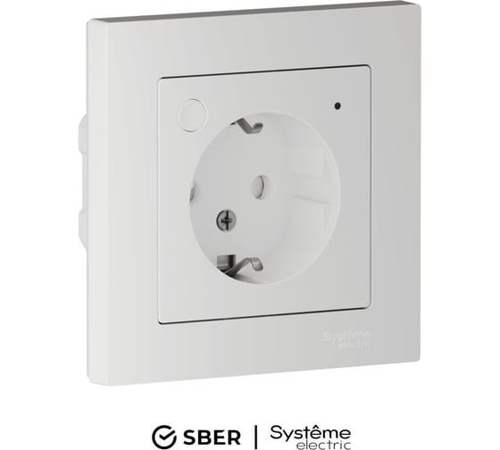 Розетка Systeme Electric ATLASDESIGN SMART с заземлением, со шторками, Zigbee, L+N, 16А, мех., белый ATN000145Z