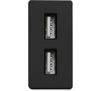 Розетка Vell черная, 1/2, USB A + USB A разъем, 2,4 А, 5 В, модуль, 1379003
