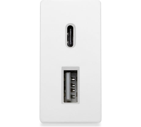 Розетка белая, 1/2, USB A + USB С разъем, 4 А, 5 В, модуль, Vell 1379006