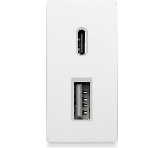 Розетка Vell белая, 1/2, USB A + USB С разъем, 4 А, 5 В, модуль, WH-1/2-AC 1379006