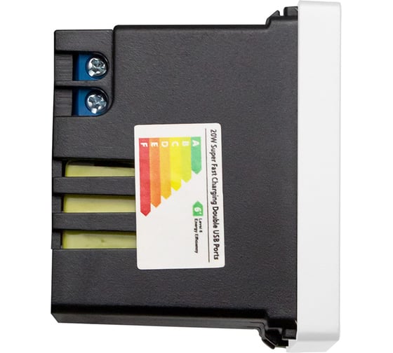 Розетка Vell белая, 1/2, USB A + USB С разъем, 4 А, 5 В, модуль, WH-1/2-AC 1379006