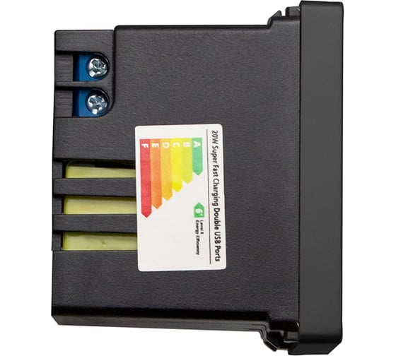 Розетка Vell черная, 1/2, USB A + USB С разъем, 4 А, 5 В, модуль, BK-1/2-AC 1379007