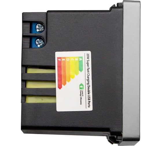 Розетка Vell серая, 1/2, USB A + USB С разъем, 4 А, 5 В, модуль, GY-1/2-AC 1379008