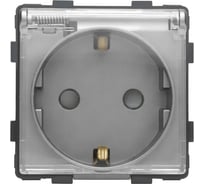 Розетка Vell серая, электрическая с защитной крышкой, 16 А, 54x54 мм, 250 В, модуль, {GY-EUW} 1379024