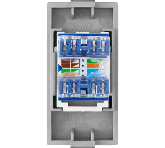 Розетка Vell серая, 1/2, RJ CAT6, модуль, {GY-1/2-RJ} 1379016