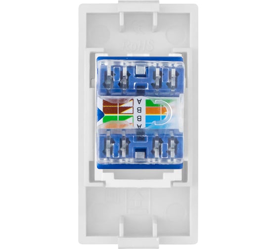 Розетка Vell белая, 1/2, RJ CAT6, модуль, {WH-1/2-RJ} 1379014