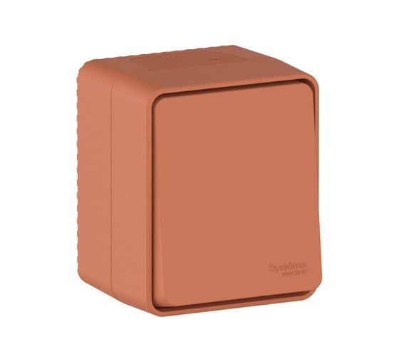 1-клавишный переключатель Systeme Electric ATLASDESIGN PROFI IP54 О/У сх.6, 10АХ, ТЕРРАКОТОВЫЙ ATN547061