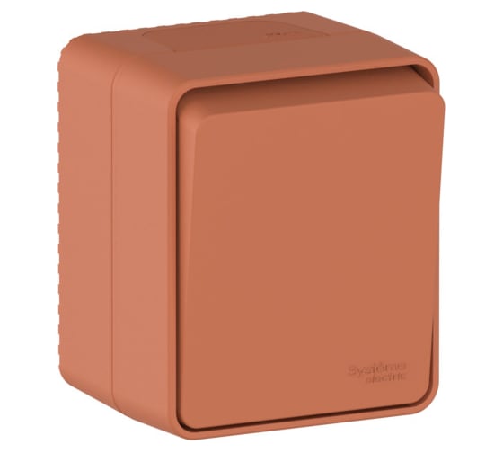 Выключатель 1-клавишный кнопочный Systeme Electric AtlasDesign Profi IP54, 10 АХ, открытой установки, Терракотовый ATN547015