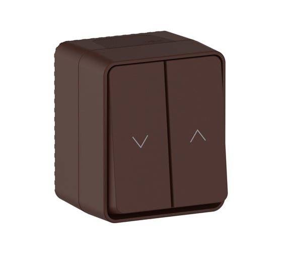 2-клавишный выключатель для жалюзи Systeme Electric ATLASDESIGN PROFI IP54 О/У сх.4, 10А, КОРИЧНЕВЫЙ ATN546019