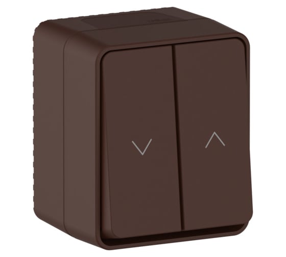 2-клавишный выключатель для жалюзи Systeme Electric ATLASDESIGN PROFI IP54 О/У сх.4, 10А, КОРИЧНЕВЫЙ ATN546019