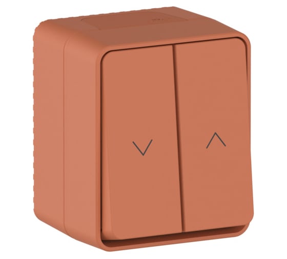 Выключатель 2-клавишный для жалюзи Systeme Electric AtlasDesign Profi IP54, 10 АХ, открытой установки, Терракотовый ATN547019