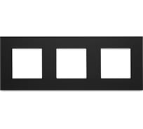 Рамка черная, стекло, 3 поста, 228x86 мм, модуль Vell 1379063