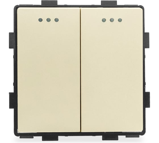Выключатель Vell золотой, двухклавишный, 16 А, 54x54 мм, 250 В, модуль, {GD-2L} 1379037