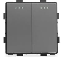 Выключатель Vell серый, проходной, двухклавишный, 16 А, 48x48 мм, 250 В, модуль 1379048