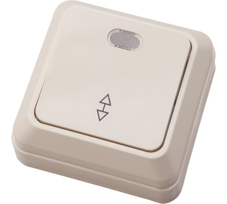 1-клавишный проходной выключатель АБК-СИЛА с подсветкой 10А "АЛЬТАИР" слоновая кость 1 шт 5400114
