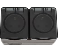 Розетка двойная ATLASDESIGN PROFI IP54, О/У, с заземлением, со шторками, 16А, коричневый ATN546026