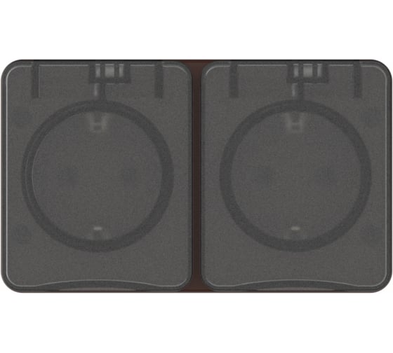 Розетка двойная ATLASDESIGN PROFI IP54, О/У, с заземлением, со шторками, 16А, коричневый ATN546026