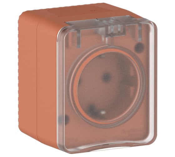 Розетка Systeme Electric ATLASDESIGN PROFI IP54, О/У, с заземлением, со шторками, 16А, ТЕРРАКОТОВЫЙ ATN547045