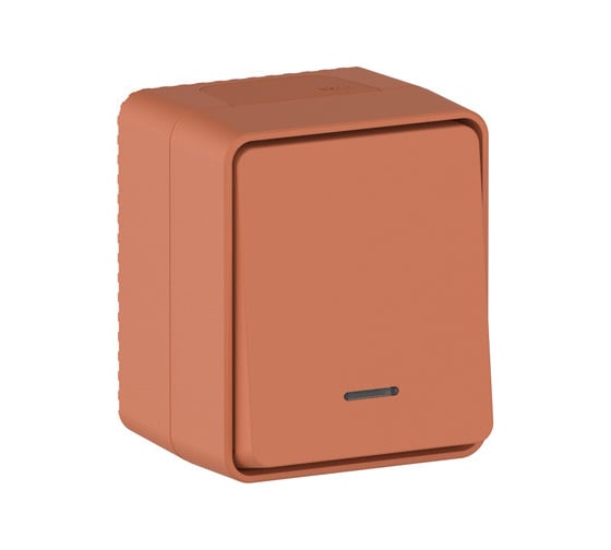 1-клавишный выключатель Systeme Electric ATLASDESIGN PROFI IP54 О/У, с подсветкой, сх.1а, 10АХ, ТЕРРАКОТОВЫЙ ATN547013