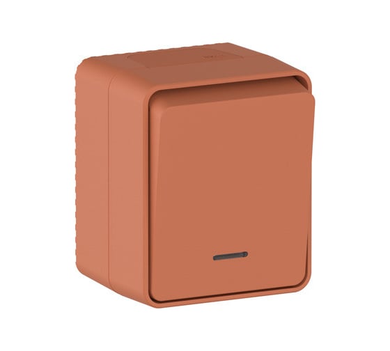 1-клавишный выключатель Systeme Electric ATLASDESIGN PROFI IP54 О/У, с подсветкой, сх.1а, 10АХ, ТЕРРАКОТОВЫЙ ATN547013