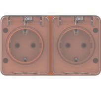 Розетка двойная с заземлением со шторками Systeme Electric AtlasDesign Profi IP54, 16 АХ, 250 В, открытой установки, Терракотовый ATN547026