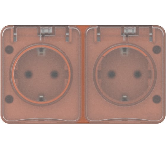 Розетка двойная Systeme Electric ATLASDESIGN PROFI IP54, О/У, с заземлением, со шторками, 16А, ТЕРРАКОТОВЫЙ ATN547026