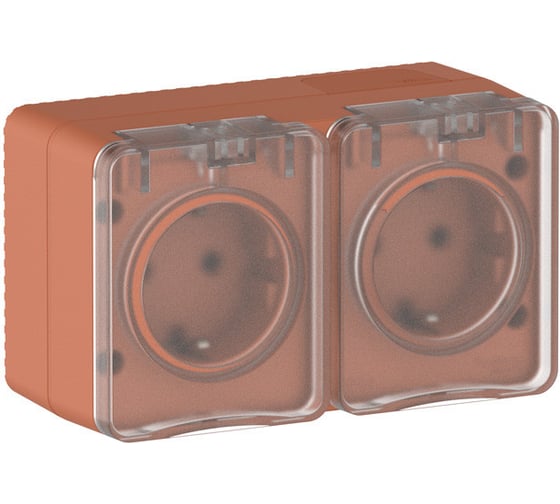 Розетка двойная Systeme Electric ATLASDESIGN PROFI IP54, О/У, с заземлением, со шторками, 16А, ТЕРРАКОТОВЫЙ ATN547026