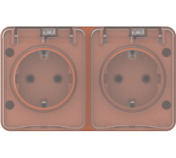 Розетка двойная с заземлением со шторками Systeme Electric AtlasDesign Profi IP54, 16 АХ, 250 В, открытой установки, Терракотовый ATN547026
