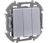 Выключатель трёхклавишный Legrand Daccord Inspiria 10АХ, 250В, винтовые зажимы, алюминий 673542