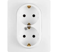 Розетка двойная с заземлением Legrand Etika без шторок, в сборе, 16А, 250В, винтовые зажимы, белый 672272